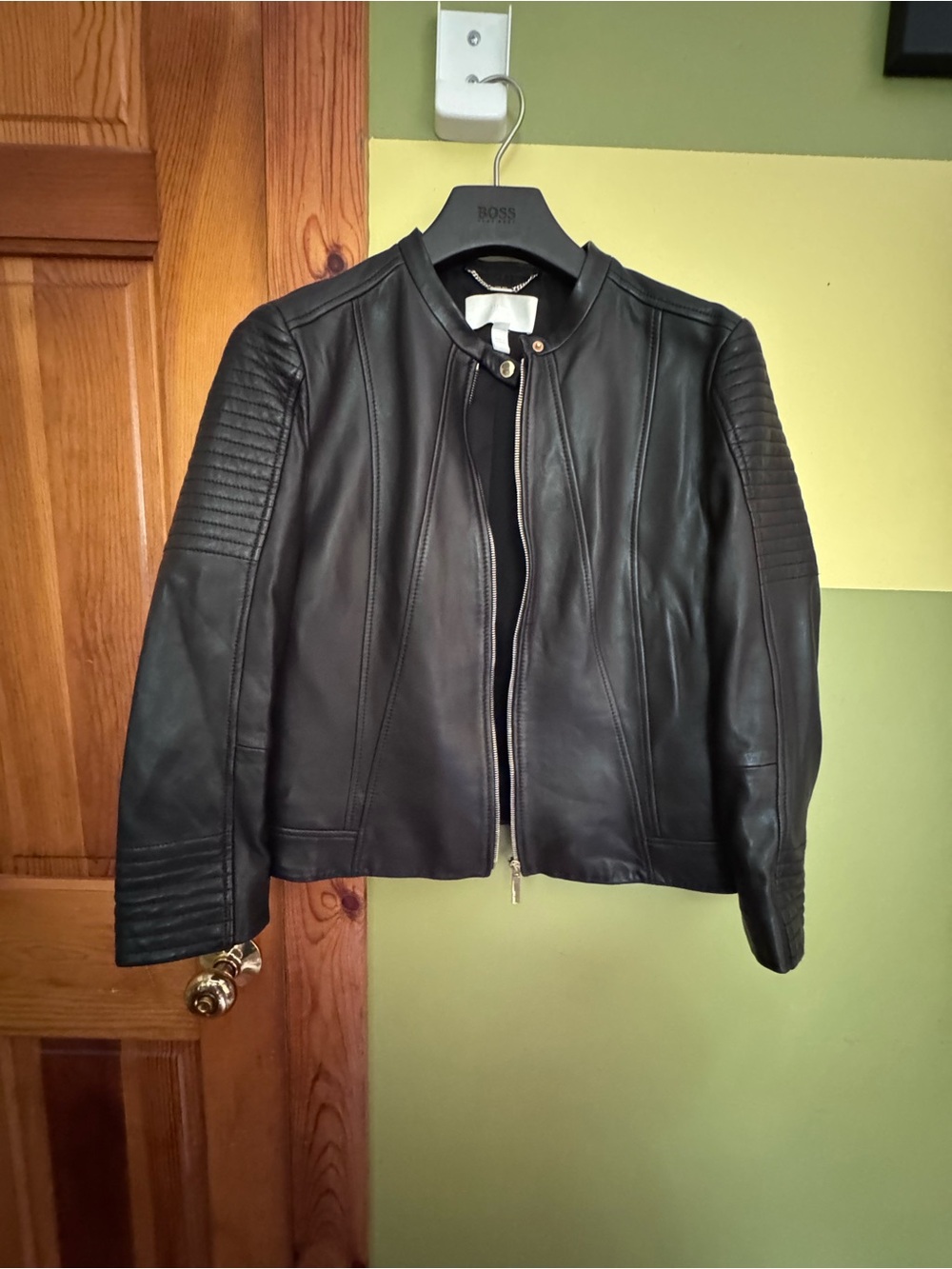 Hugo Boss Black Leather Biker Jacket - Women